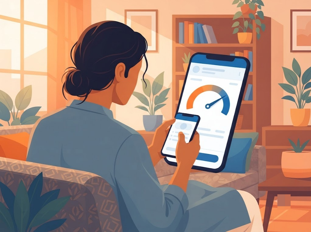 person checking Equifax credit score on a mobile banking app