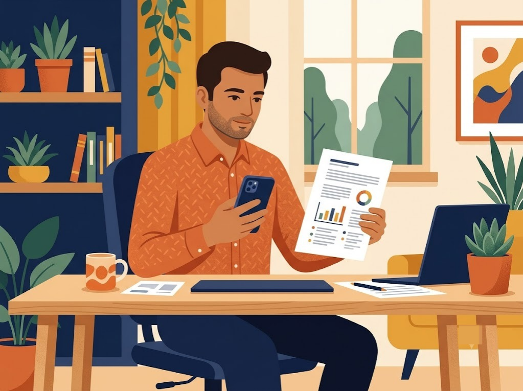 Person comparing two credit score reports from different sources