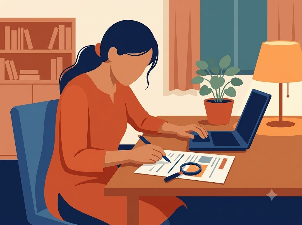 Person reviewing a downloaded CIBIL report for possible errors