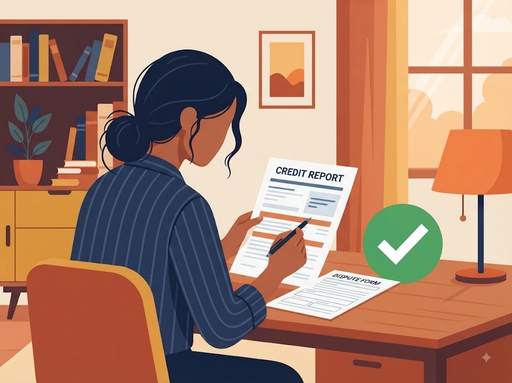 Person reviewing CIBIL report for free error correction.