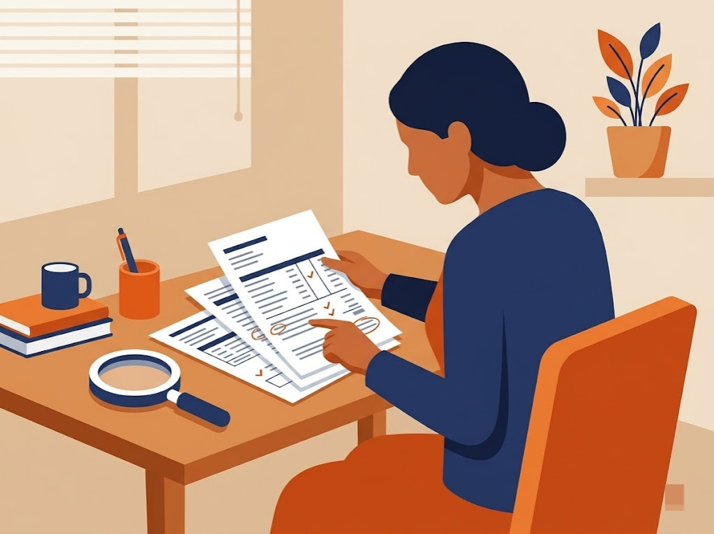 Indian person reviewing credit report for errors before filing a dispute