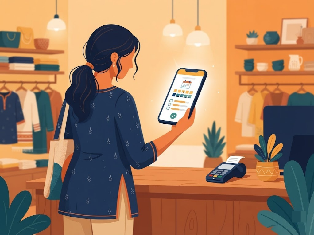 Indian shopper converting a large credit card purchase into fixed monthly EMI