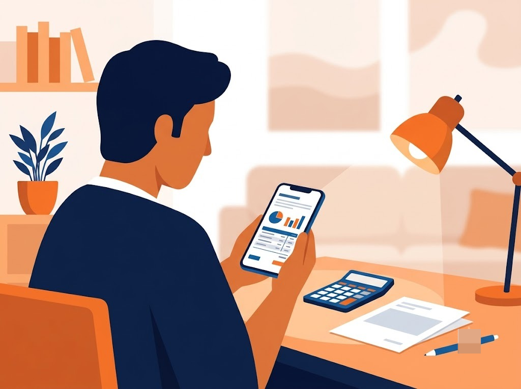 Borrower checking a Kotak personal loan foreclosure statement on a phone