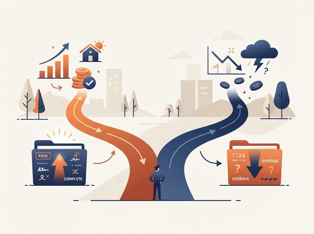 Illustration comparing two different loan account outcomes