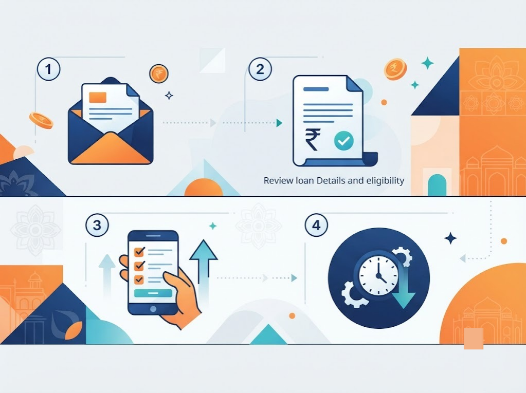 Step by step process illustration for L&T Finance EMI moratorium application