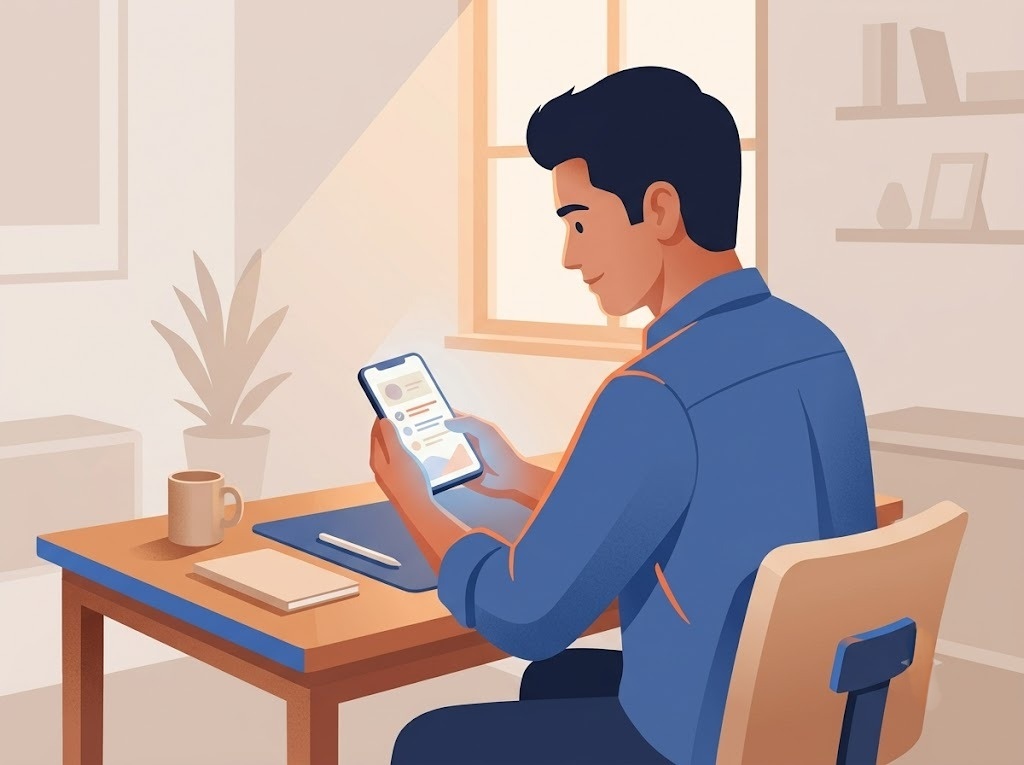 A first-time borrower in India checking loan options on a smartphone without a CIBIL score