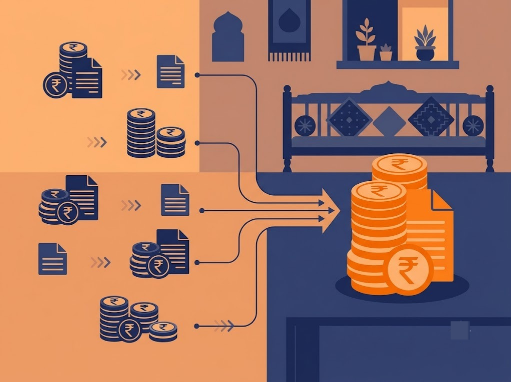 Multiple small loan EMIs combining into one lower monthly payment