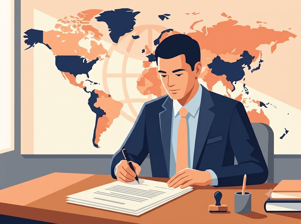 NRI signing a Power of Attorney document abroad
