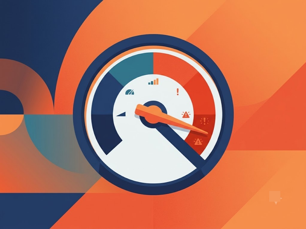 Overdraft limit gauge showing high utilisation warning illustration