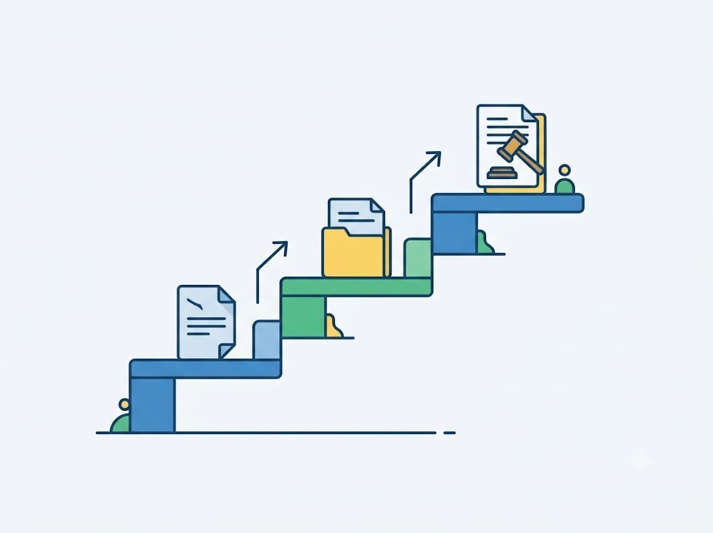 Step-by-step illustration of escalating a complaint about post-settlement harassment
