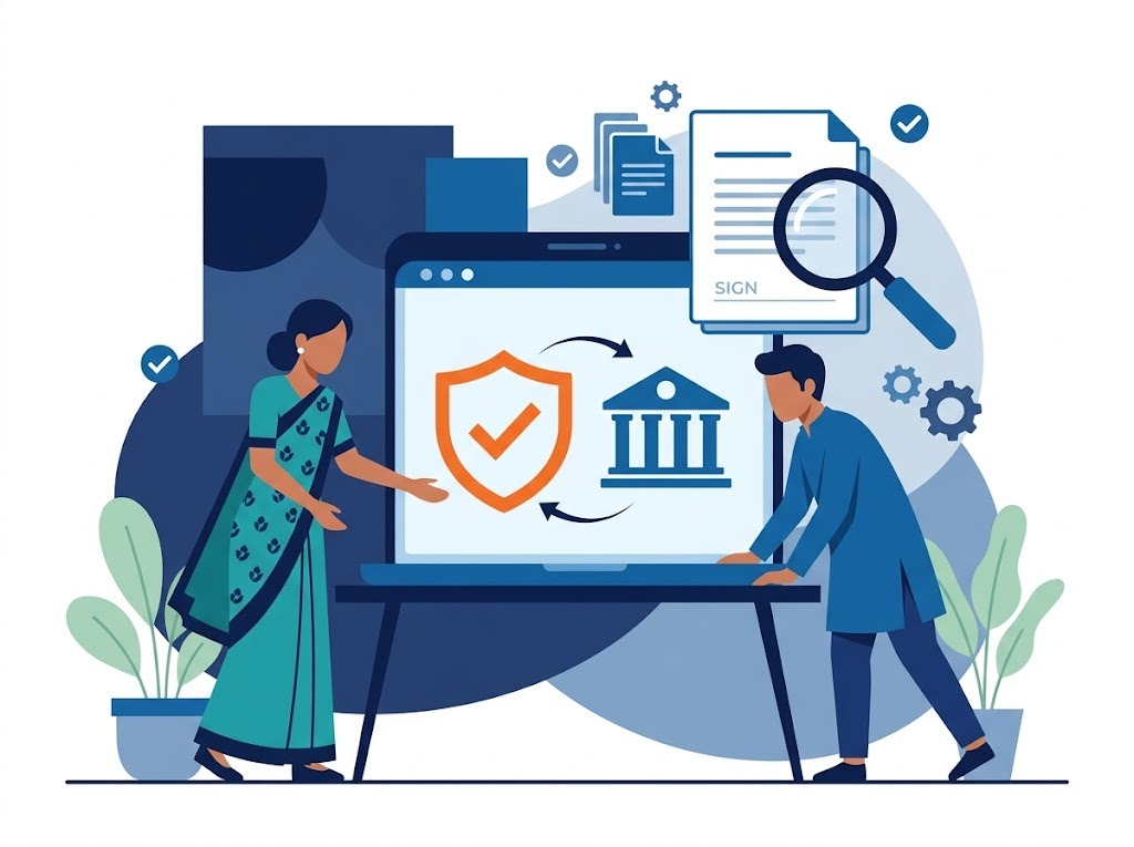 Indian borrower verifying RBI-registered lending partner before signing debt consolidation company agreement
