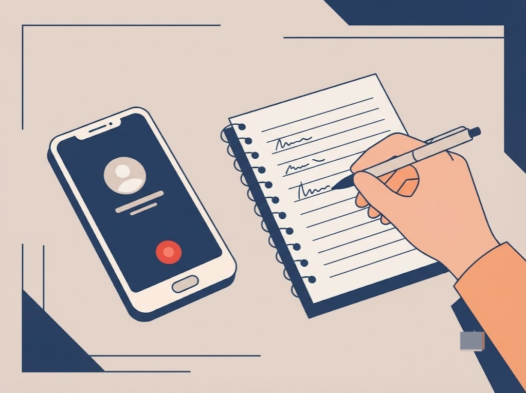 Documenting a threatening recovery agent call with recording and notes