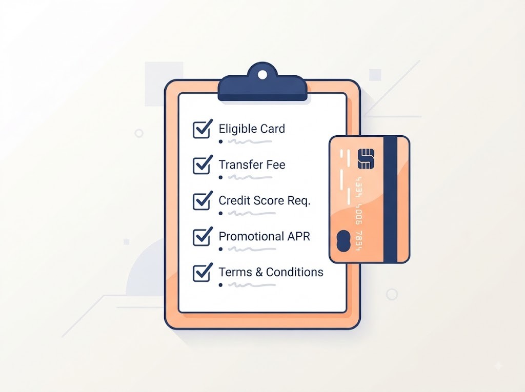 Illustration of eligibility checklist for credit card balance transfer.