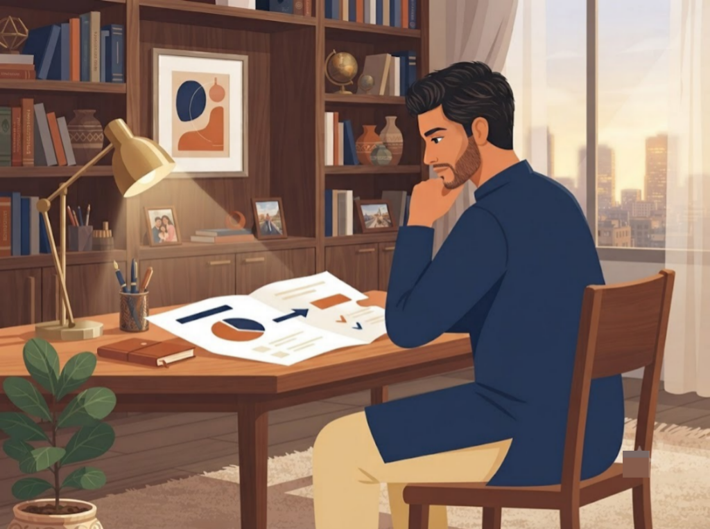 Indian borrower reviewing a single consolidated EMI plan at home