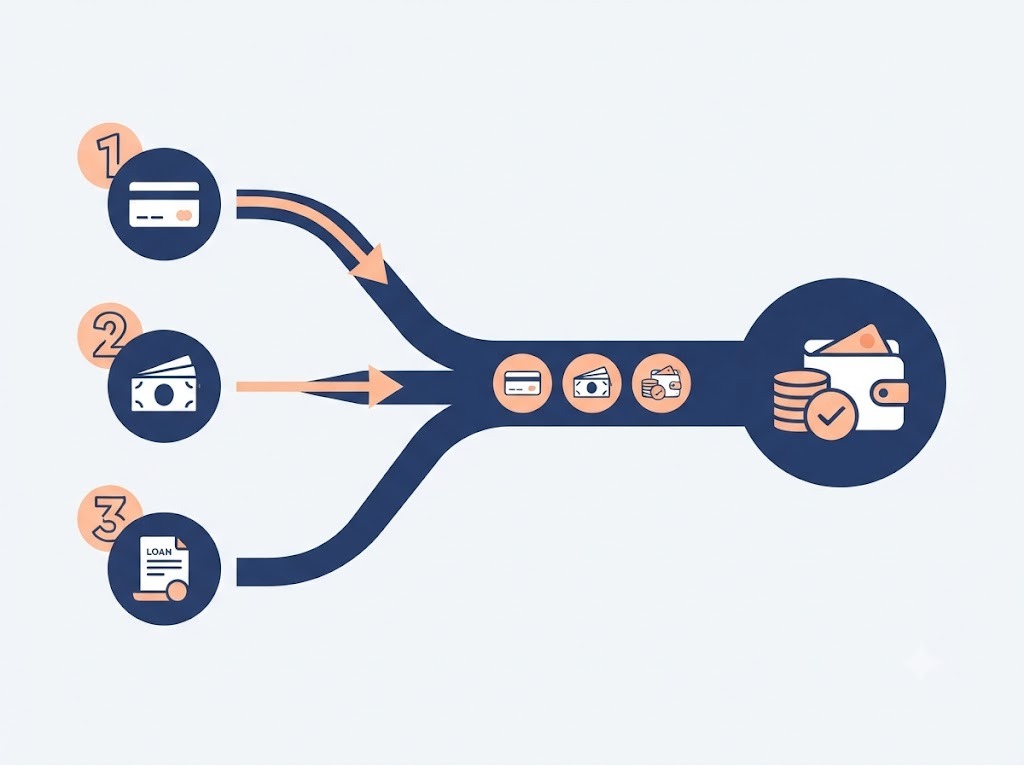 Step-by-step process to consolidate three debts into one payment