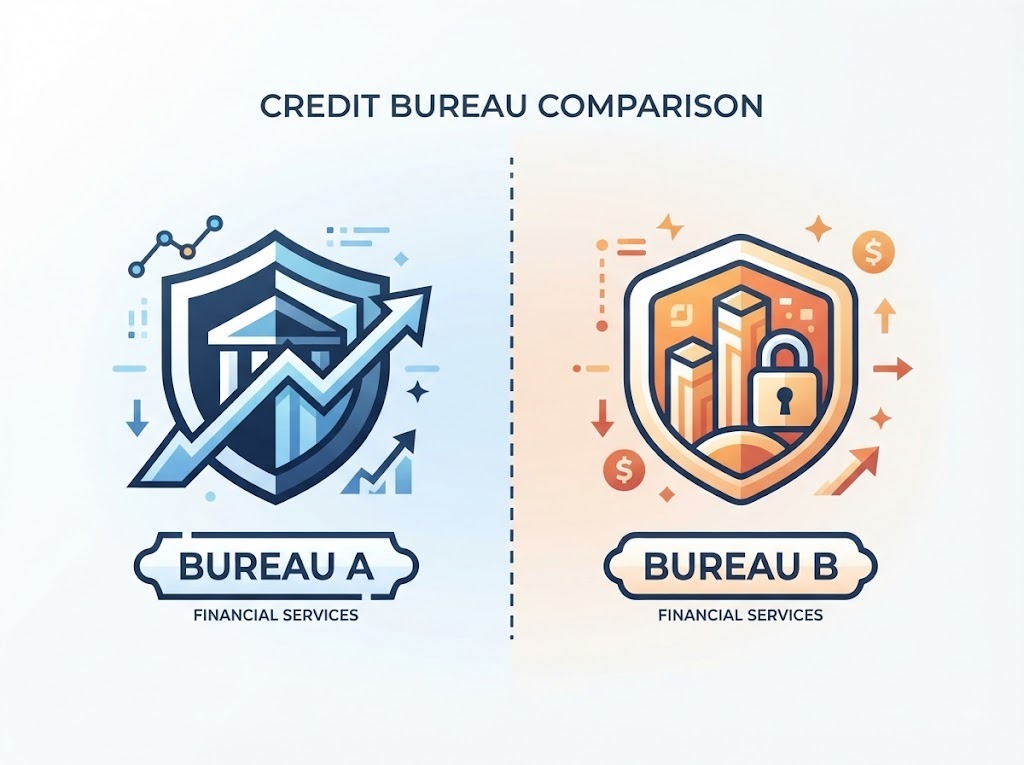 Illustration of two credit bureaus compared side by side