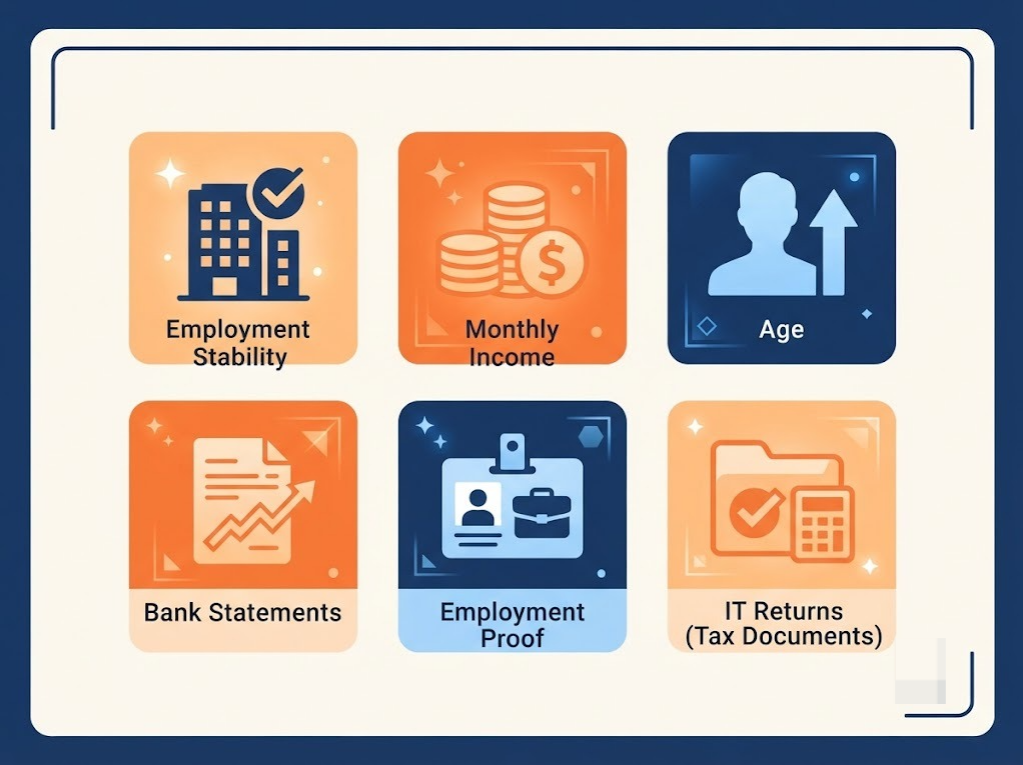 Illustration of factors banks check for wedding loan eligibility beyond CIBIL score