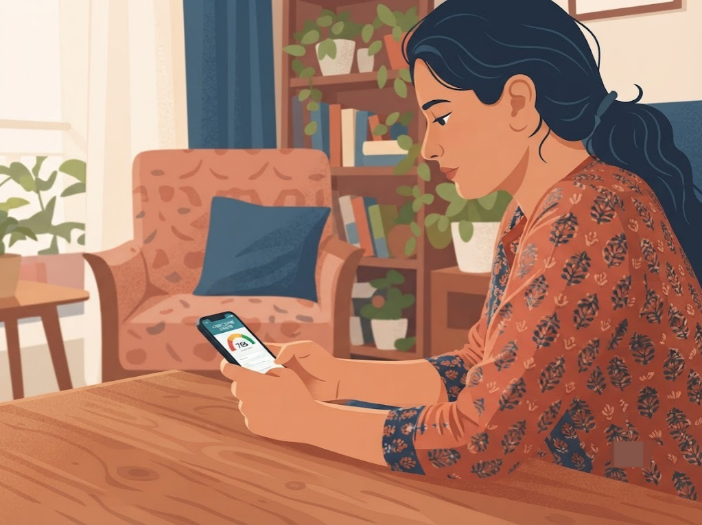 पैन कार्ड और क्रेडिट रिपोर्ट का चित्रण, स्कोर चेक करने के लिए